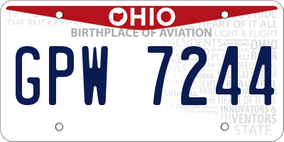 OH license plate GPW7244