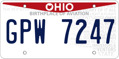 OH license plate GPW7247