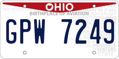 OH license plate GPW7249