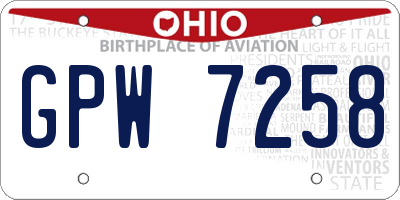 OH license plate GPW7258
