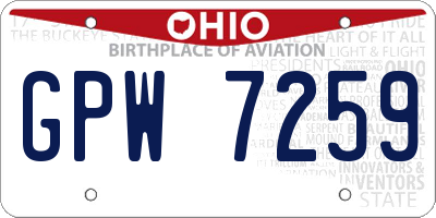 OH license plate GPW7259