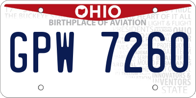 OH license plate GPW7260