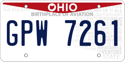 OH license plate GPW7261