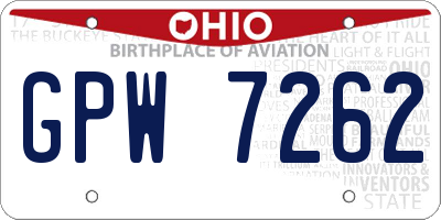 OH license plate GPW7262