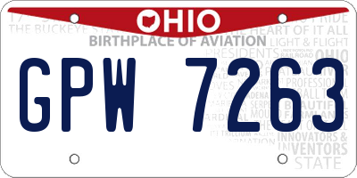 OH license plate GPW7263
