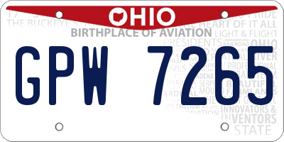 OH license plate GPW7265