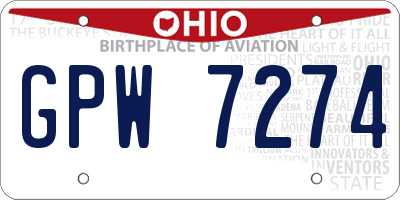 OH license plate GPW7274