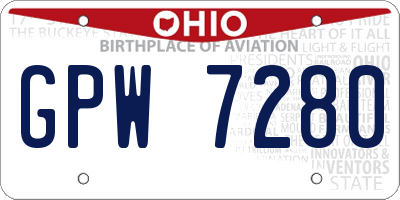 OH license plate GPW7280