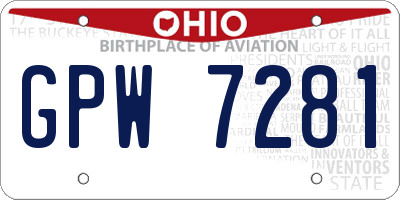 OH license plate GPW7281