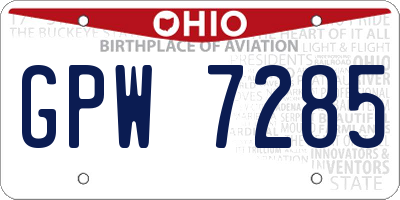 OH license plate GPW7285
