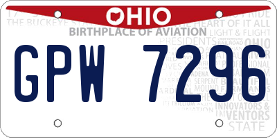 OH license plate GPW7296