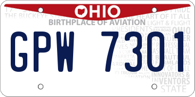 OH license plate GPW7301