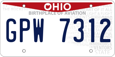 OH license plate GPW7312