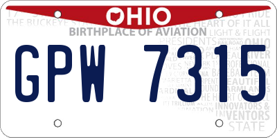 OH license plate GPW7315