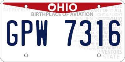OH license plate GPW7316