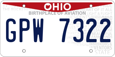 OH license plate GPW7322
