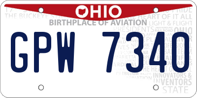 OH license plate GPW7340