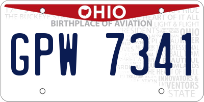 OH license plate GPW7341