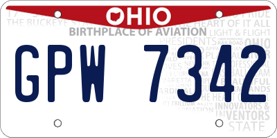 OH license plate GPW7342