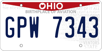 OH license plate GPW7343