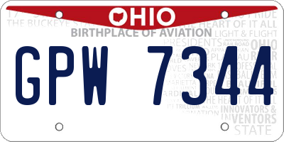 OH license plate GPW7344