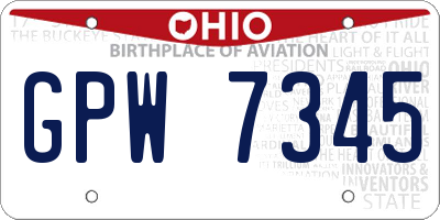 OH license plate GPW7345
