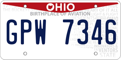 OH license plate GPW7346