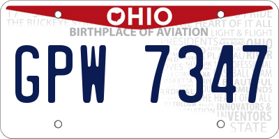OH license plate GPW7347