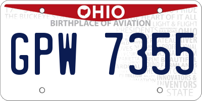 OH license plate GPW7355