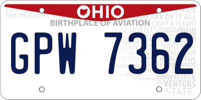 OH license plate GPW7362