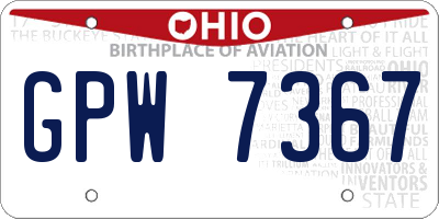 OH license plate GPW7367