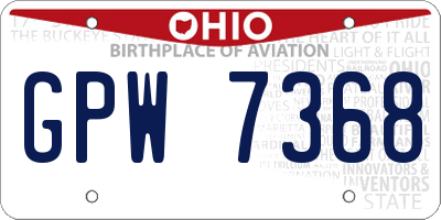 OH license plate GPW7368