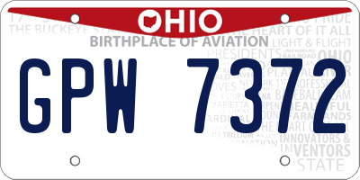 OH license plate GPW7372