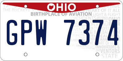OH license plate GPW7374
