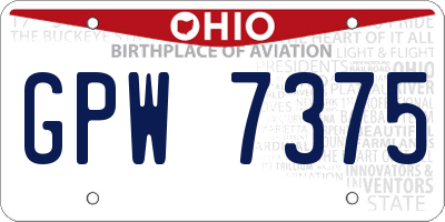 OH license plate GPW7375
