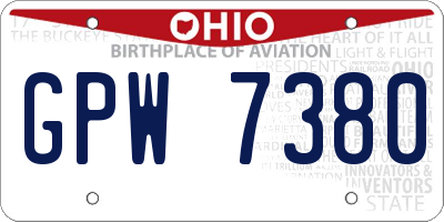 OH license plate GPW7380