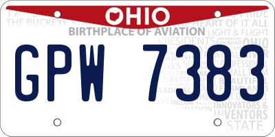 OH license plate GPW7383