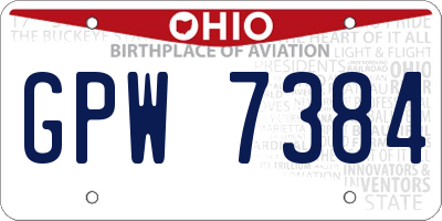 OH license plate GPW7384