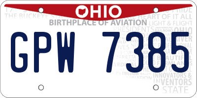 OH license plate GPW7385