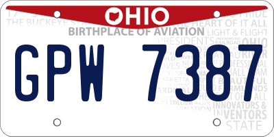 OH license plate GPW7387