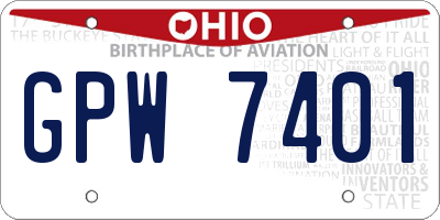 OH license plate GPW7401