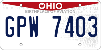 OH license plate GPW7403