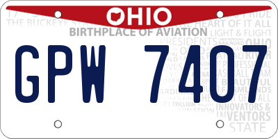 OH license plate GPW7407
