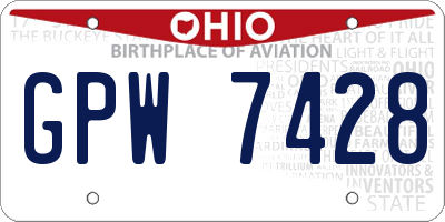 OH license plate GPW7428