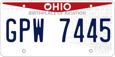 OH license plate GPW7445