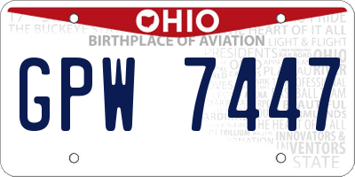 OH license plate GPW7447