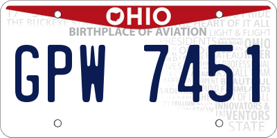 OH license plate GPW7451