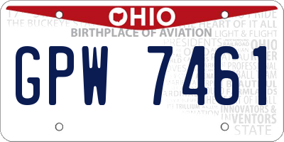 OH license plate GPW7461
