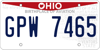 OH license plate GPW7465