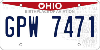 OH license plate GPW7471